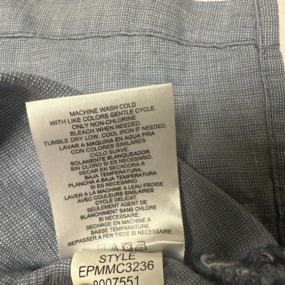 Ellen Tracy Women Size Medium Sleeveless Gold Zipper Front Tunic Chambray Linen - Picture 9 of 11